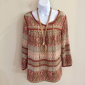 Flowy, long sleeve Boho blouse Large